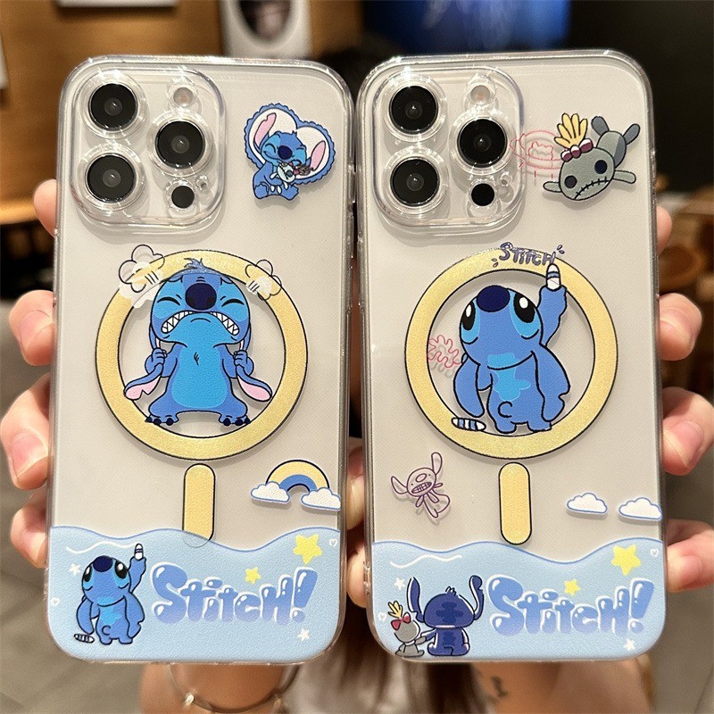 Capinha iphone 11/12/13/14/15 Pro max Capinha do anime Stitch,Capa magnética transparente para celular à prova de choque,Aplicável iPhone 11,12,13,14,15,11PM,12PM,13PM,14PM,15PM