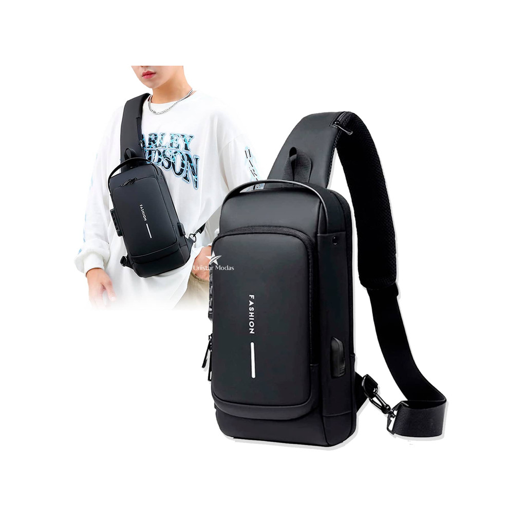 Bolsa Mochila De Ombro Anti-roubo Transversal Usb Pochete