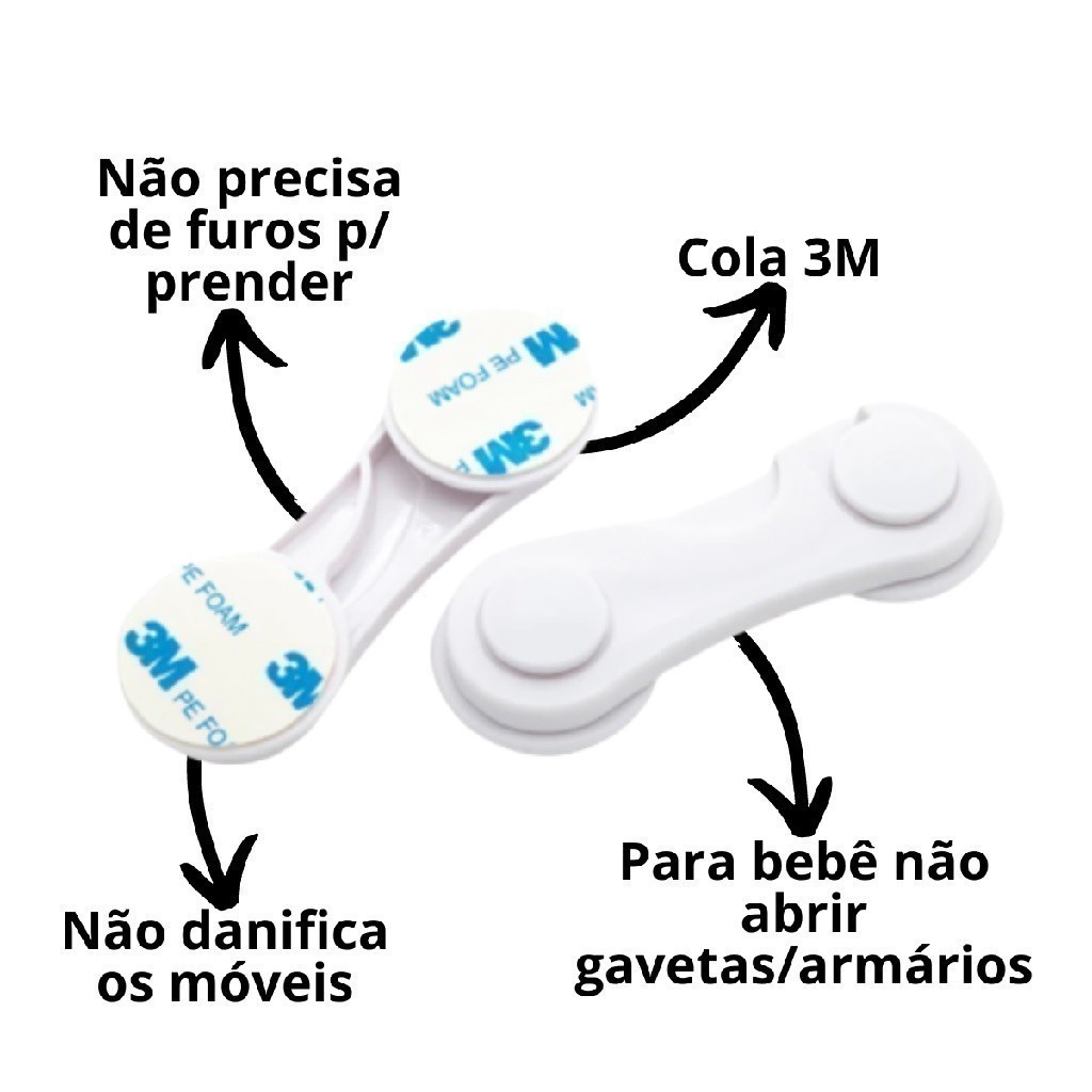 10 Und Trava de Gaveta e Porta Armario para Protecao de Bebes Adesivo — imagem 2 de 2
