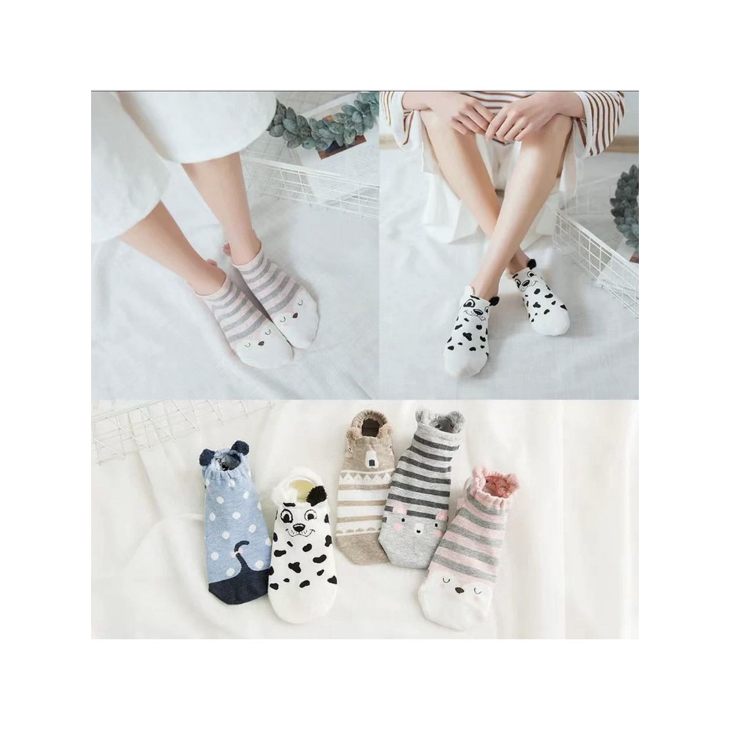 Kit 12 Pares Meias RETA DESENHO BIHINHO COM AURICULAR Feminina Soquete Meia Bichinhos Adulto 35-41 em Oferta na Shopee