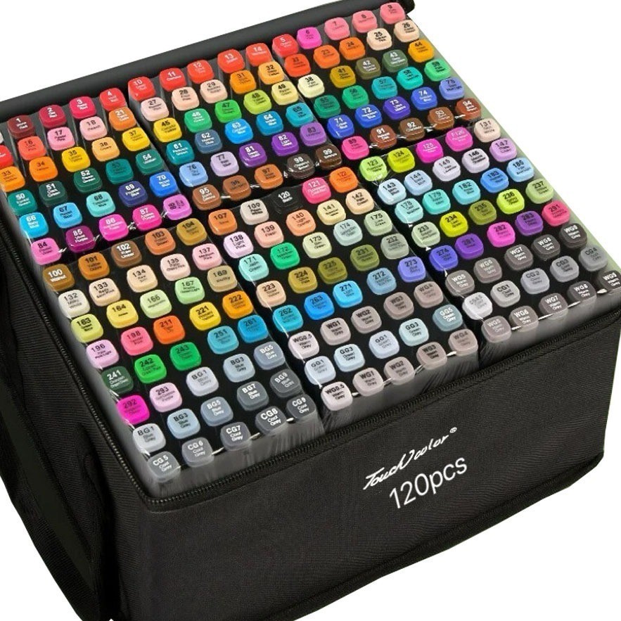 Kit 120 peças Caneta Marcadora Com estojo Ponta Grossa e Fina Aquarela papelaria Escolar Escritório