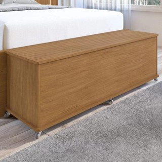 Baú Banco MDF/MDP com Rodízios Luca Cedro em Oferta na Shopee