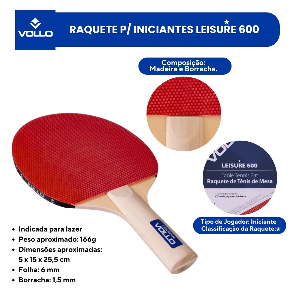 Raquete de Ping Pong Tenis de Mesa Vollo Leisure 600 · foto 2