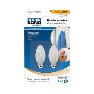 Gancho ambar de plástico branco m - tekbond em Oferta na Shopee