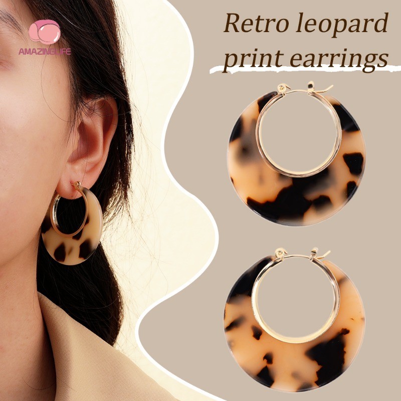 Moda Elegante Leopardo Impressão Brincos-Charme Feminino Criativo Liga Círculo Brinco Jóias Presentes