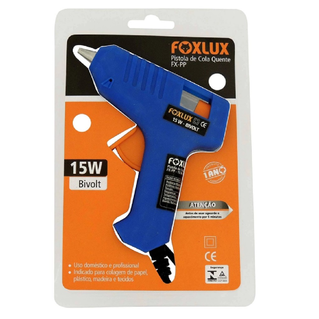 Pistola de Cola Foxlux 15W Bivolt | aquecimento rápido, prática e leve, aplicação precisa em Oferta na Shopee