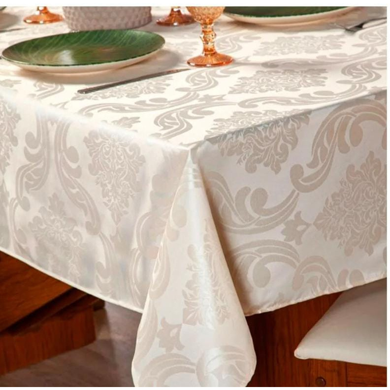 Toalha De Mesa Luxo 6 Lugares Jacquard Original Tecido Grosso