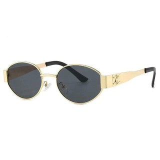 Óculos De Sol Feminino Masculino Armação De Metal Triangular Matizado Lente Colorida