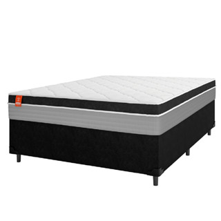Cama Box Casal Colchão Molas Ensacadas Real 138x188x65cm Preto / Cinza - Suporta até 130Kg por Pesso em Oferta na Shopee