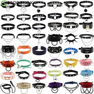 Novo Punk Gótico Cinto Gargantilha Colares Para Mulheres Colar De Couro Rebite Preto Jóias Do Plutônio em Oferta na Shopee