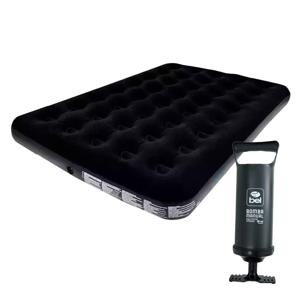 Colchão Casal Inflável Deluxe Confortável Resistente Suporta Até 300kg Aveludado + Bomba de Ar 30cm em Oferta na Shopee