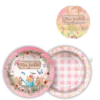 8 PRATO BOLO FESTA  MEU  JARDIM  DE PAPEL 18 CM REGINA em Oferta na Shopee