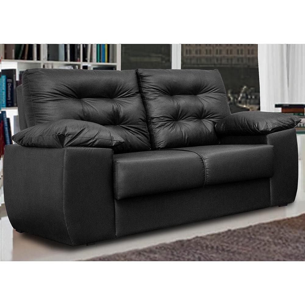 Sofá Luxemburgo 2 Lugares 1,52m Tecido Courino Preto em Oferta na Shopee