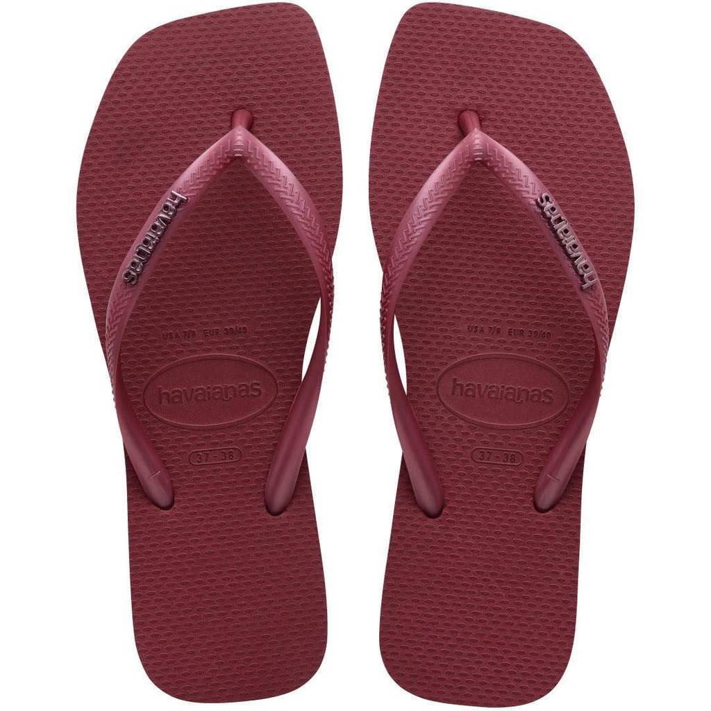 Chinelo Havaianas Slim Square Logo Metallic Amaranto - Women Shoes