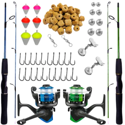 Kit 2 Vara Completa de Pesca 1,20m 2 Molinete e Acessorios