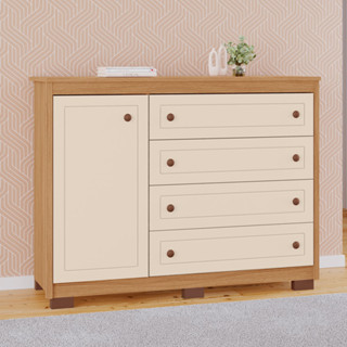 Cômoda Americana 100% MDF Tuboarte 1 Porta 4 Gavetas em Oferta na Shopee