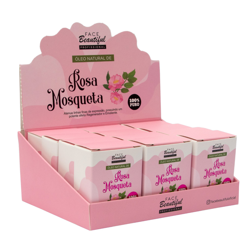 Display 12 Un Óleo Natural De Rosa Mosqueta 100% Puro 10ml Face Beautiful