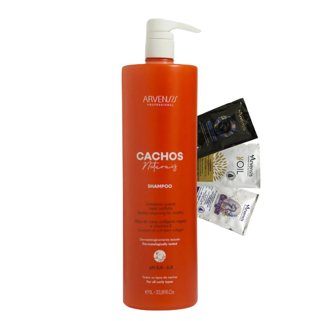 Shampoo Arvensis Cachos Naturais Vegano Sem Sulfato Limpeza Suave 1L