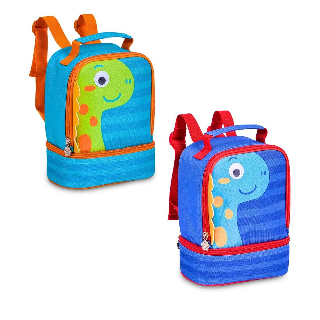Lancheira Térmico Masculina 02 Bolsos Dinossauro Pets - Clio Style em Oferta na Shopee