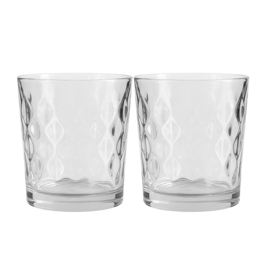 Jogo 2 Copo de Vidro Transparente para Whisky Diamond 360ml Em Casa Tem