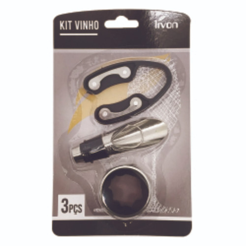 Kit Sommelier de Vinho com 3 Peças em Inox | Elegância e Praticidade para Sua Experiência com Vinhos