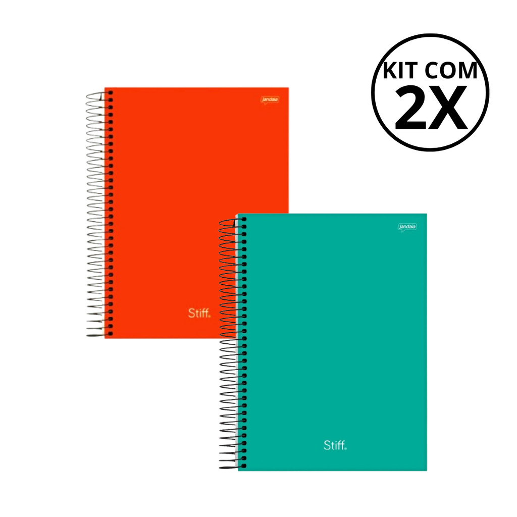 Kit Com 02 Cadernos 10 Matérias Unissex Várias Estampas Stiff - Jandaia COR:LARANJA+VERDE em Oferta na Shopee
