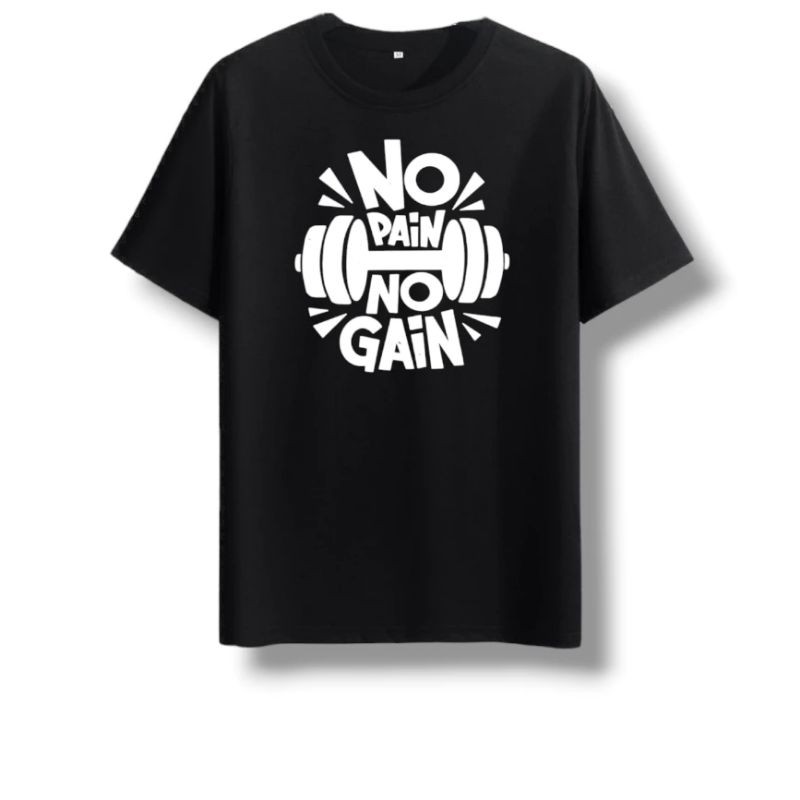 Camiseta T-shirt Algodão 30.1 Masculina No Pain No Gain Camisa 100%Algodão Unissex Frases Motivação Saúde  Academia Trei