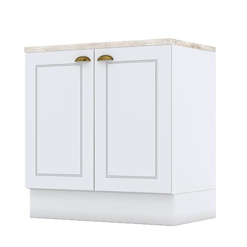 Balcão 2 Portas 80 Cm Americana Branco Com Tampo Cooktop Calcare – Henn em Oferta na Shopee