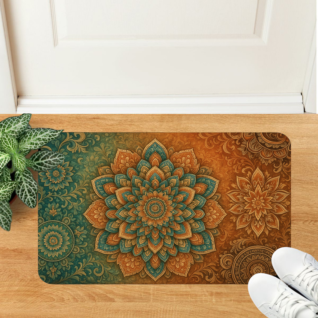 Imagem Tapete Decorativo Para Porta Mandala Desenho Colorido Astrológico