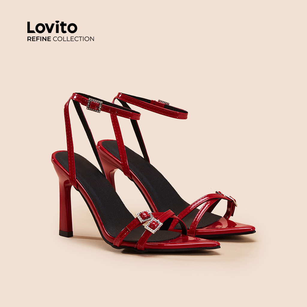 (Lovito Refine) Fivela De Pontiaguda Salto "Stepmãe" Refinado Para Mulheres LR12406 - Women Shoes