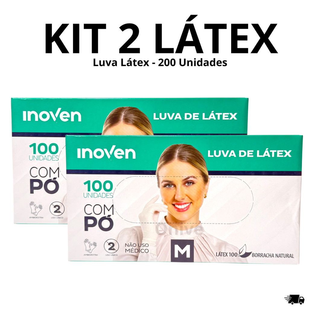 Kit 2 Luvas de Látex Descartável com Pó Resistente 200 Unidades