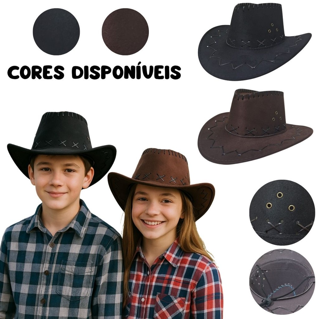Chapéu Country Infantil Western Cowboy Boiadeiro Rodeio Sertanejo Velho Oeste Barretos Boiadeira