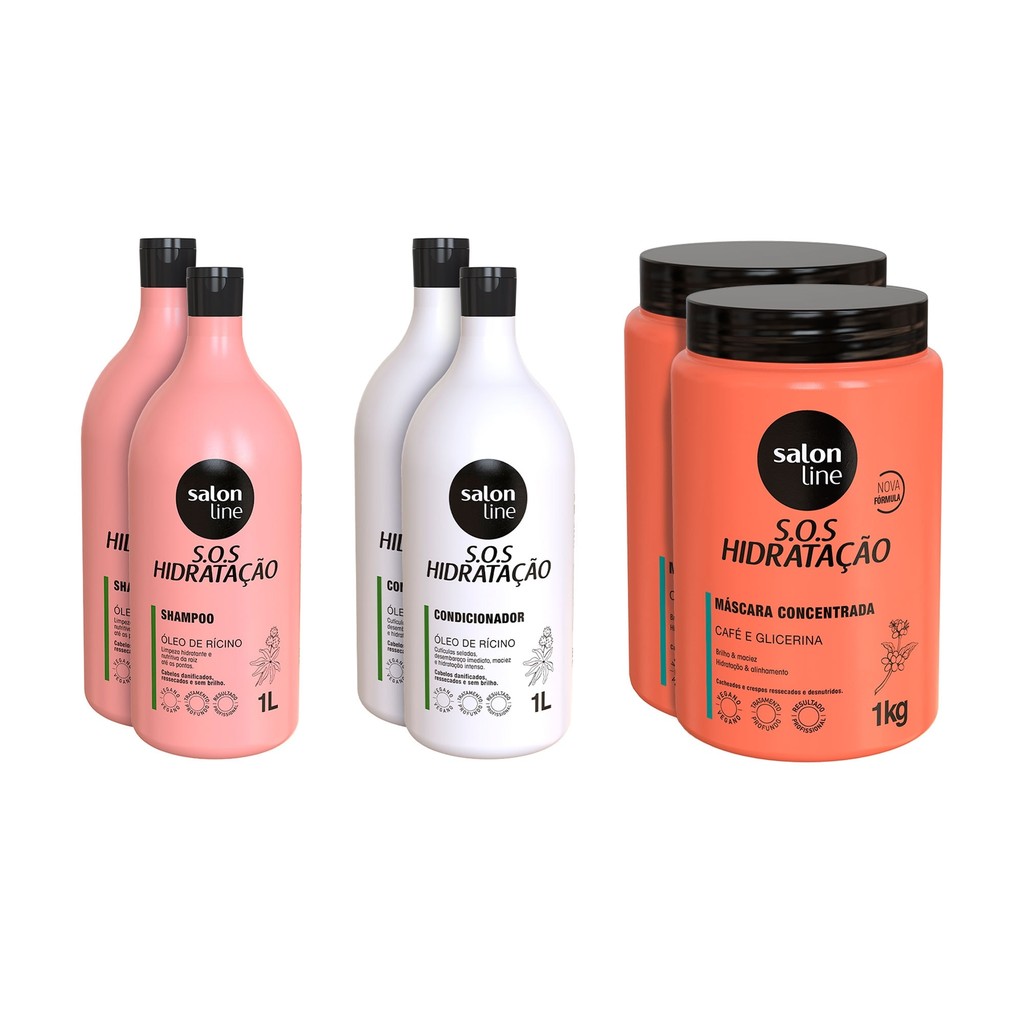 Kit Duplinha SOS Hidratação Turbinado com Máscara Cachos e Crespos Salon Line