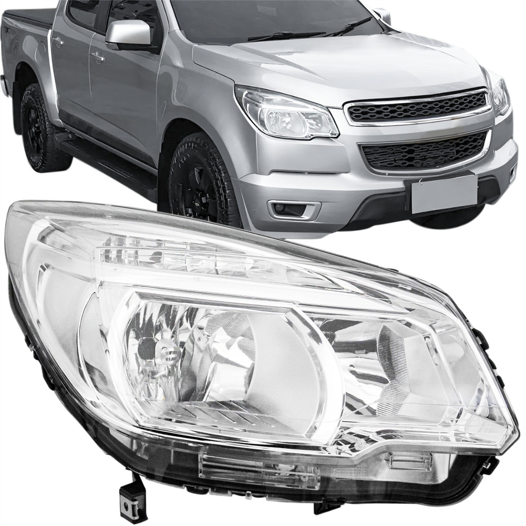 Farol Dianteiro Cromado Chevrolet S10-LT ano 2012 a 2013-Lado Direito/Carona