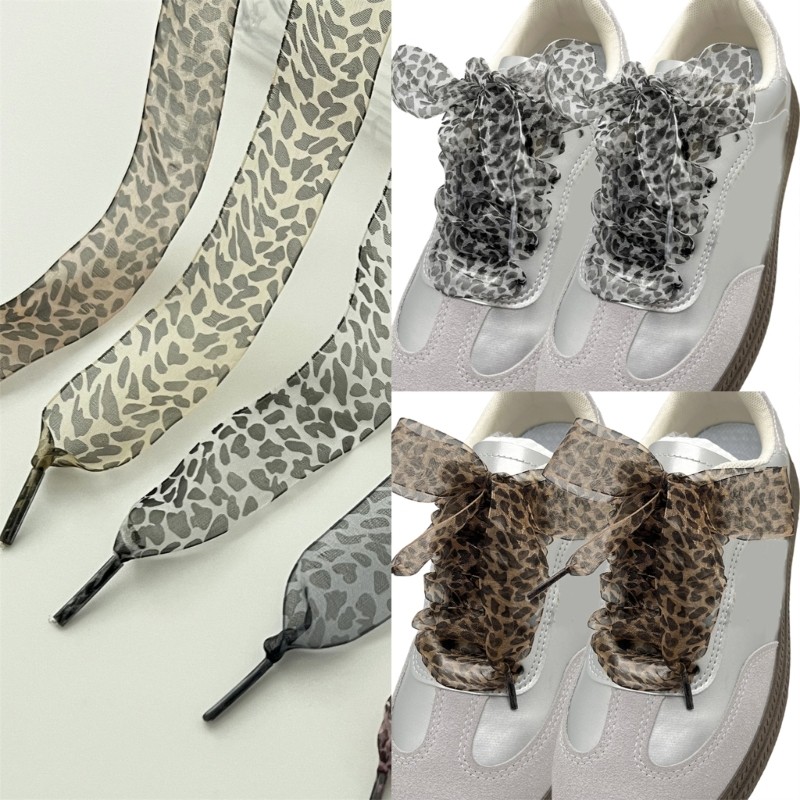 Leopards Imprime Cadarços Para 140 Cm Comprimento Renda Sapato Organza