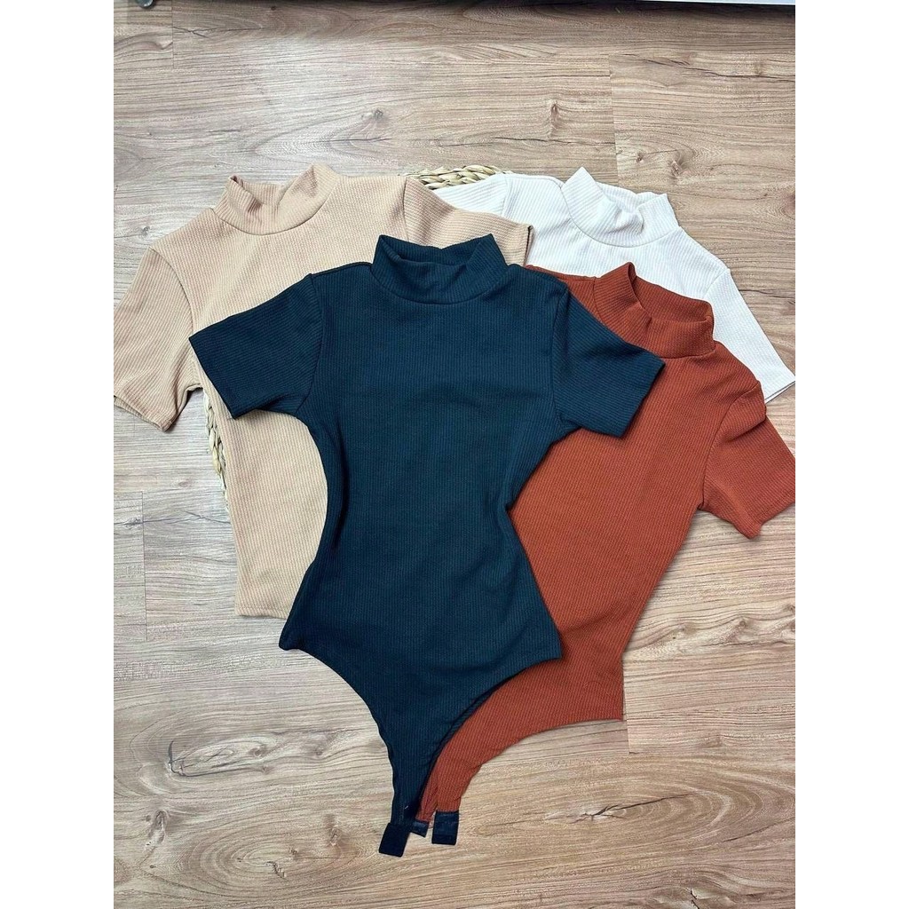 body bory collant manga curta gola alta feminino canelado anarruga premium em Oferta na Shopee