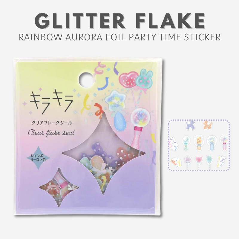 World Craft Sticker Glitter Flake Sticker Rainbow Aurora Foil Party Time KFS-029