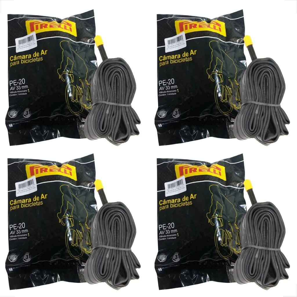 4 UNIDADES Câmara De Ar Para Bicicleta Aro 20 Pirelli Bico Grosso 33mm Camera Bike Infantil Mtb