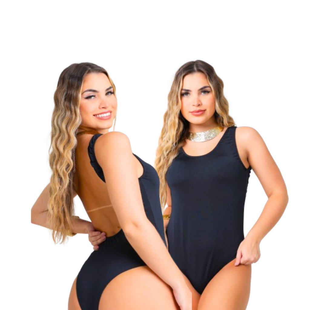 Body Maguel Maiô Preto Regata Costa Nua Moda Praia Verão