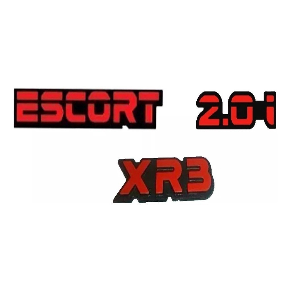 Kit Emblema Escort + Xr3 + 2.0i Vermelho .