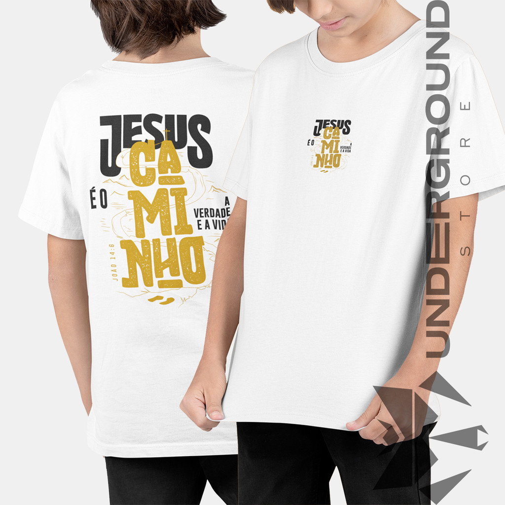 Camisa Camiseta Cristã Infantil Juvenil "Jesus é o Caminho" Camisa Unissex 100% Algodão em Oferta na Shopee