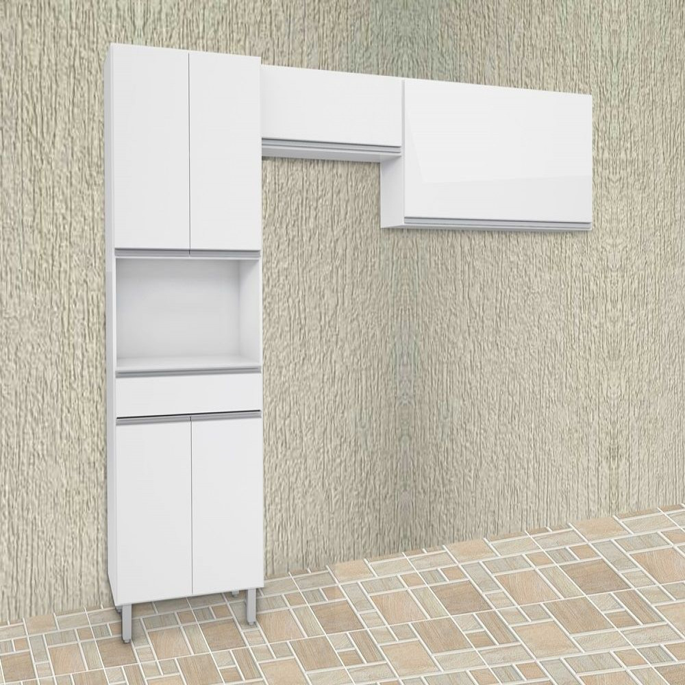 Cozinha 3 Peças Branco Brilho Modulada Top Class Batrol em Oferta na Shopee