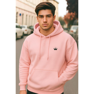 Moletom Unissex Coroa Moletom de Frio Canguru Malha Premium Despache Rapido