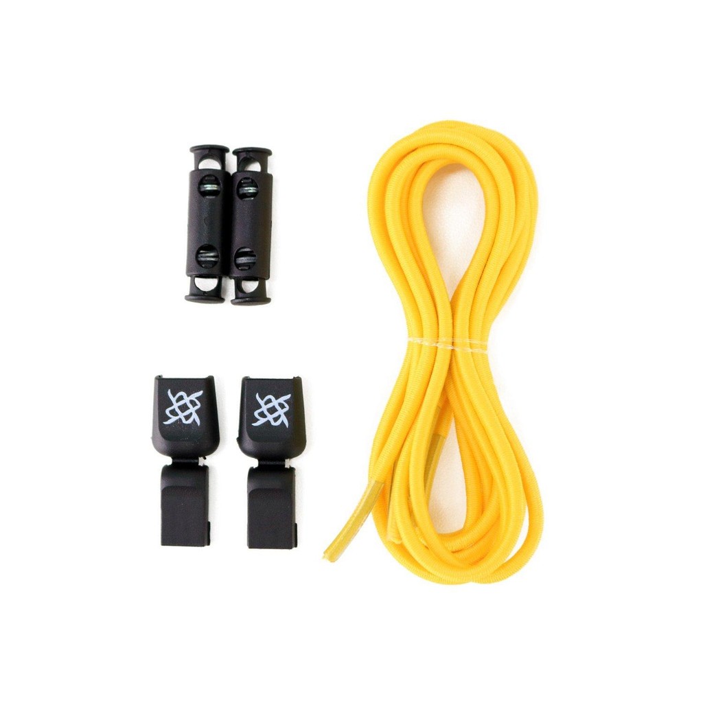 Cadarço Elástico para Tênis Hupi Laces 1 Par, Cor:  Amarelo Liso | Sem Nó, Ajuste Fácil, Ideal para Corrida e Treino