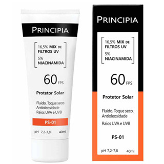 Protetor Solar Facial Principia 18% Mix de Filtros UV + 5% Niacinamida FPS60 PS-01 40ml em Oferta na Shopee