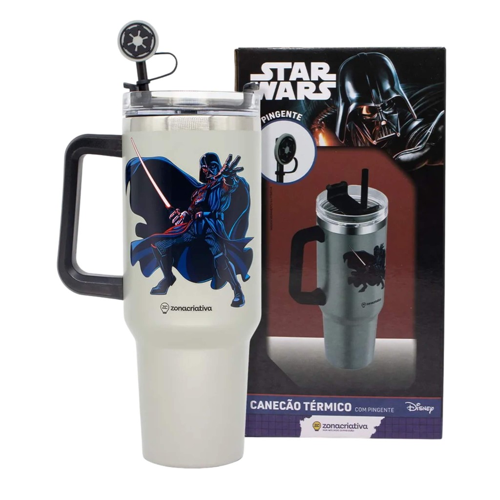 Copo Térmico Canecão Tumbler Star Wars c/ Pingente 1,15L Zona Criativa Garrafa Garrafinha de Água em Oferta na Shopee