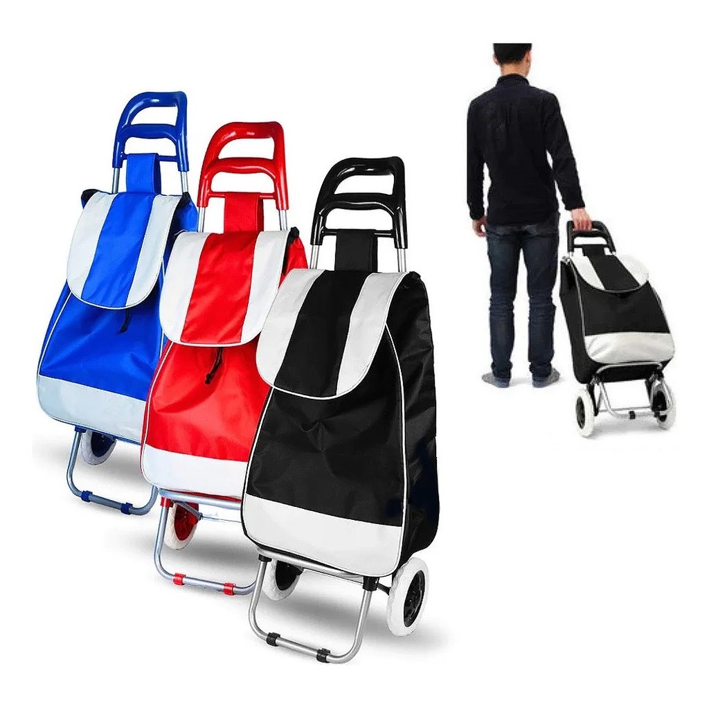 Carrinho De Compras Feira Dobrável C/ Rodas Suporta 30 Kg