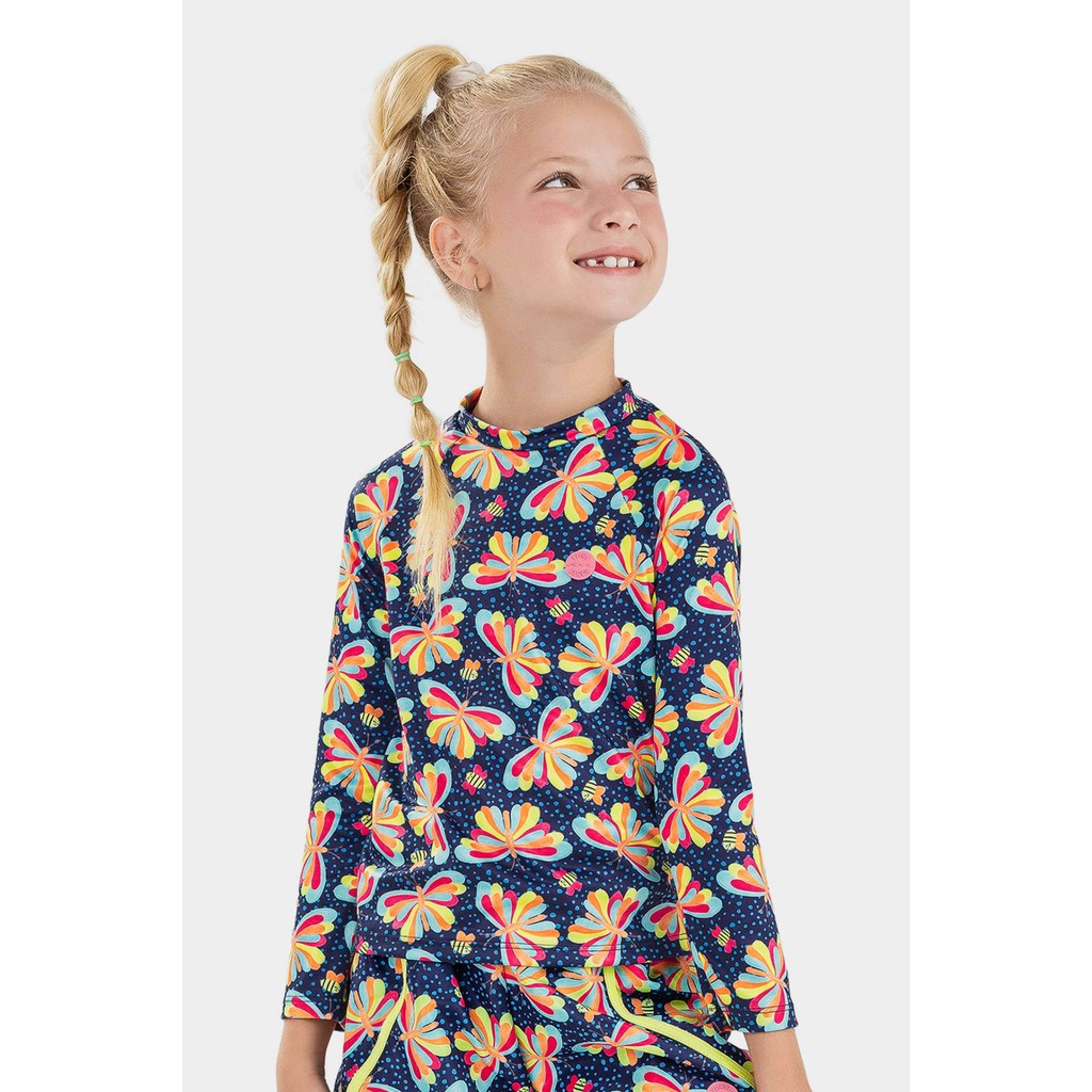 Blusa Infantil Unissex Estampada Proteção UV Elian Azul - Baby & Kids Fashion