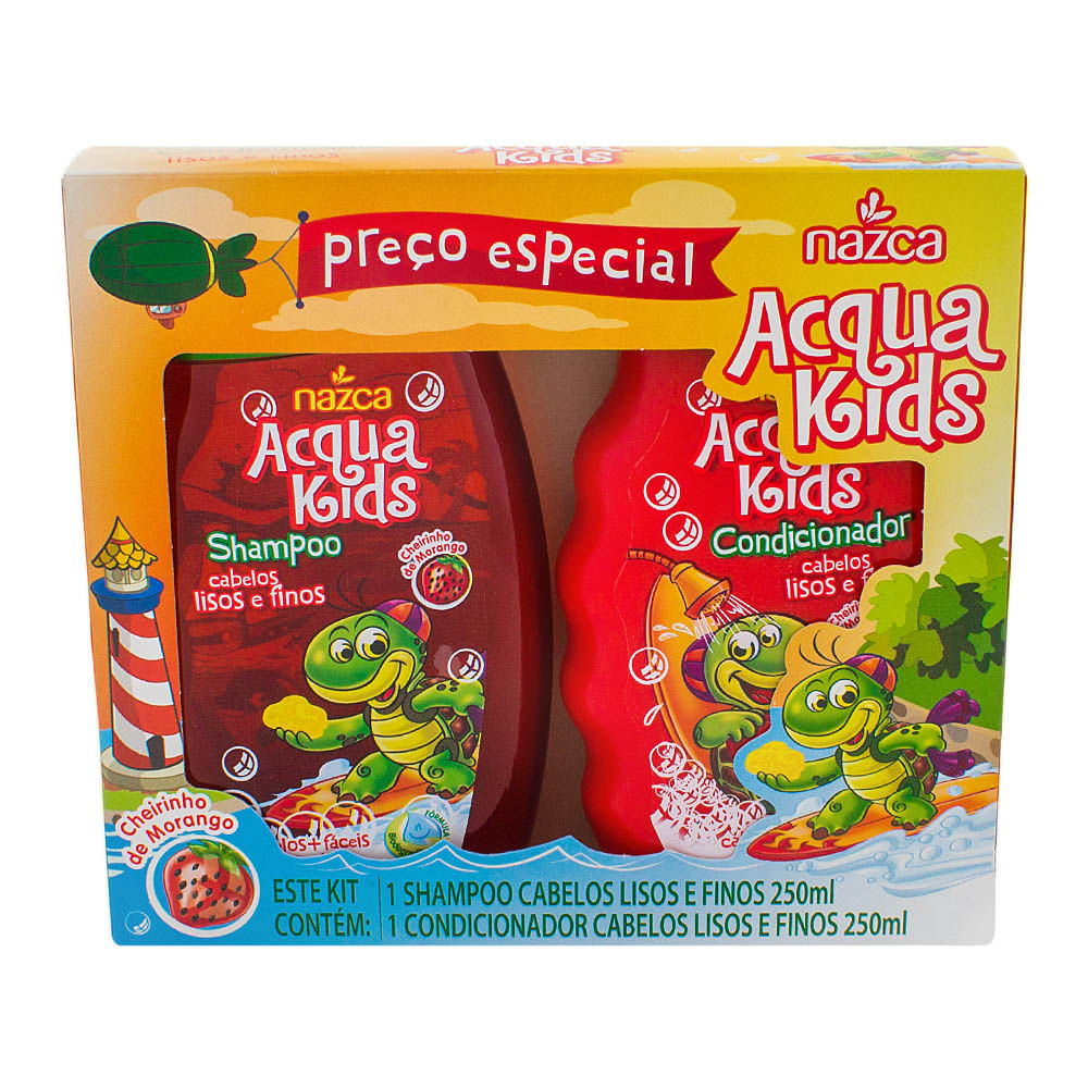 Shampoo + Condicionador Infantil Acqua Kids Cabelos Lisos e Finos com 250ml Cada Preço Especial - Beauty