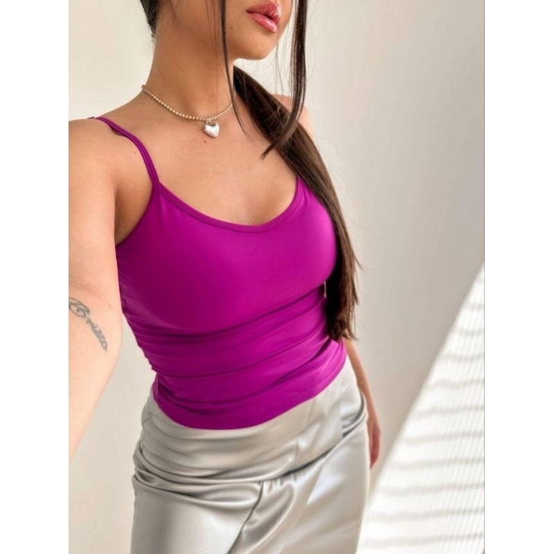 KIT COM 5 PEÇAS BLUSA ALCINHA REGATA EM MALHA SUEDE *CORES VÃO SORTIDAS* TAMANHO  (P)(M)(G)(GG)